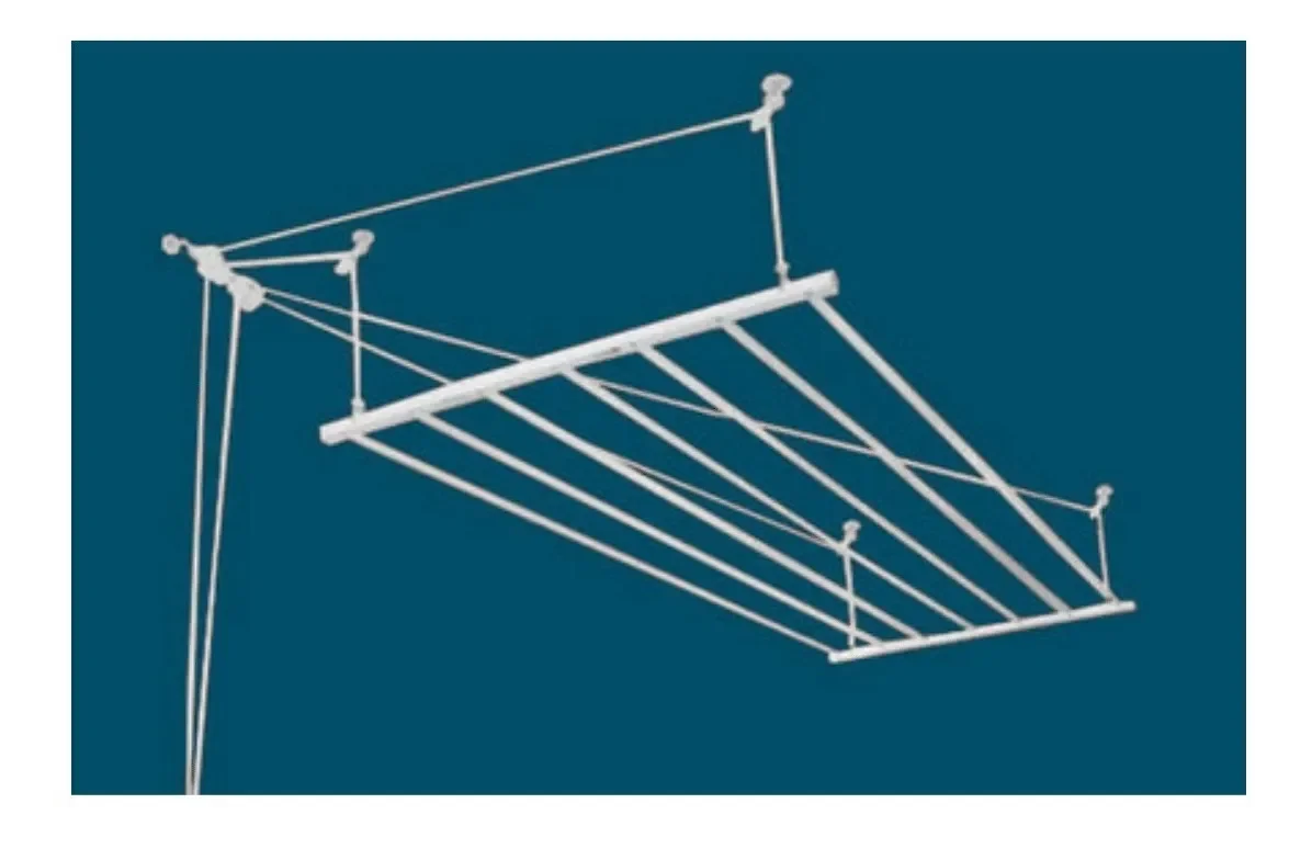 Varal De Teto Tradicional 150cm x 07 Varetas - Em Alumínio Branco - 4