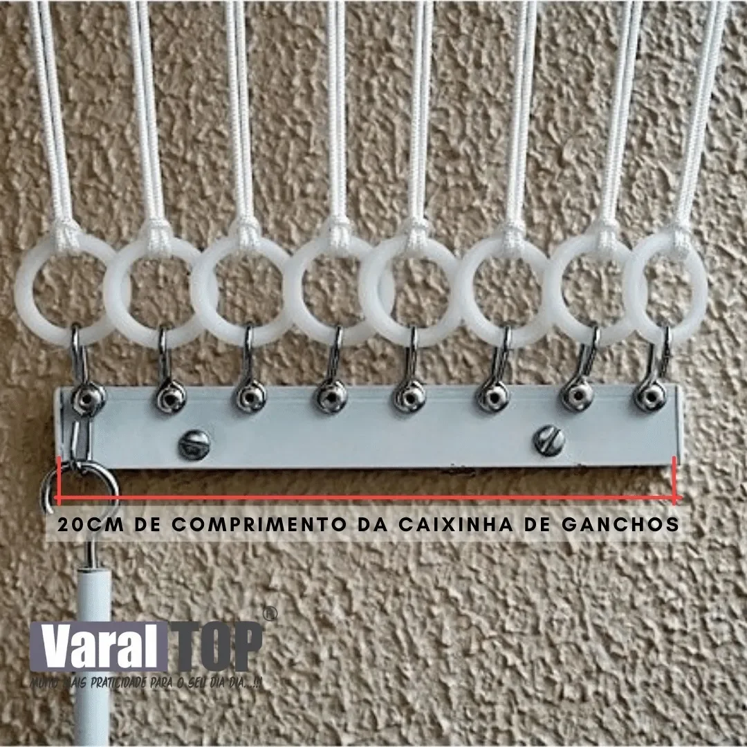 Ver imagem 7 de Varal De Teto Individual 200cm x 08 Varetas - Em Alumínio Branco