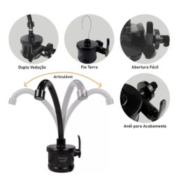 Torneira Elétrica para Cozinha 4 Temperaturas 127v Preta Enerbras Enerbras Torneira Plus 4t 4800w 12 - 4
