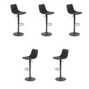 Ver imagem 1 de Kit 5 Banquetas Decorativas Travis Pu com Regulagem de Altura Base Disco C/apoio para Os Pés Preto G