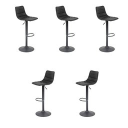 Kit 5 Banquetas Decorativas Travis Pu com Regulagem de Altura Base Disco C/apoio para Os Pés Preto G - 1
