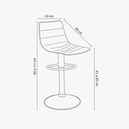 Kit 5 Banquetas Decorativas Travis Pu com Regulagem de Altura Base Disco C/apoio para Os Pés Preto G - 4