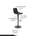 Ver imagem 3 de Kit 5 Banquetas Decorativas Travis Pu com Regulagem de Altura Base Disco C/apoio para Os Pés Preto G