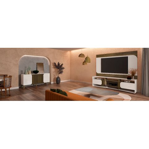 Conjunto Sala Elegance:rack 4501 + Buffet 4505 + Painel 4507