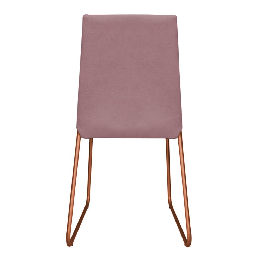 Kit 6 Cadeiras de Jantar Estofada Lille Base Bronze Veludo Rosê - Montanaris Decor - 4