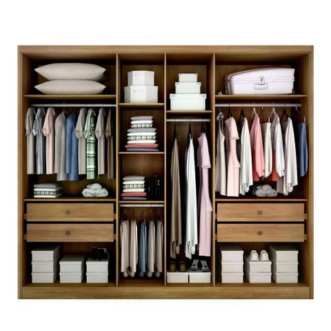 Guarda Roupa Rizon 6 Portas 4 Gavetas 1 Espelho Cor:cumaru