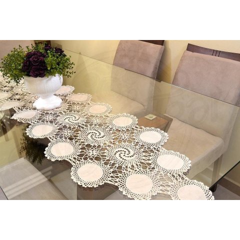 Caminho de Crochê Linha Cléa 1,55m - Palha Arte & Tear