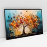 Quadro Decorativo Árvore com Pássaros Folhas e Flores Coloridas Sala Quarto Casa Escritório - 5