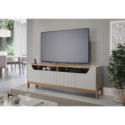 Bancada para Sala 4 Portas 100% MDF Moema Off White/Nature - Permobili - 1