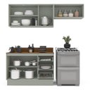 Ver imagem 4 de Cozinha Koya 3 Peças 200x214cm Armários Aéreos Balcão com Tampo e Rodapé Verde 250045