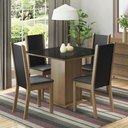 Ver imagem 1 de Conjunto Sala de Jantar Moscou Plus Madesa Mesa Tampo de Vidro com 4 Cadeiras Rustic/Preto Cor:Rusti