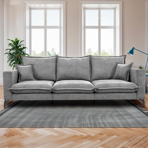 Sofá 3 Lugares Modular Boma 2,40m Boucle Cinza Claro Sofá Inbox