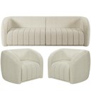 Ver imagem 1 de Kit Sofá 04 Lugares para Sala 252 Cm com 02 Poltronas Lazio M03 Bouclê Bege Claro - Lyam Decor