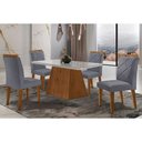 Ver imagem 1 de Sala de Jantar Completa Luna Tampo Madeirado C/ Vidro Curvo 120x80 e 4 Cadeiras Melissa Imbuia -