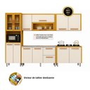 Ver imagem 5 de Cozinha Completa Modulada 13 Portas 2 Gavetas com Paneleiro Cristaleira e Balcão Demi Espresso Móveis Bege/Cinamomo/Off White Acetinado