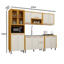Ver imagem 3 de Cozinha Completa Modulada 13 Portas 2 Gavetas com Paneleiro Cristaleira e Balcão Demi Espresso Móveis Bege/Cinamomo/Off White Acetinado