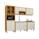 Ver imagem 2 de Cozinha Completa Modulada 13 Portas 2 Gavetas com Paneleiro Cristaleira e Balcão Demi Espresso Móveis Bege/Cinamomo/Off White Acetinado