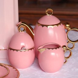 Conjunto de 3 Peças de Porcelana para Chá Egg Rosa Matt - 7
