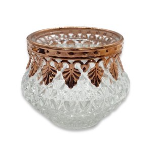 Castiçal Porta Velas Medieval em Vidro Vintage Rosê 6cm