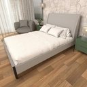 Ver imagem 1 de Cama Box Queen com Cabeceira Estofada Tecido Veludo Linho Aluminio Casa Lar Shop