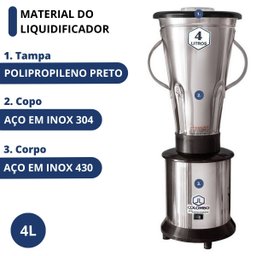 Liquidificador Industrial 4l Alta Rotação Inox 22000rpm 127v Jl Colombo - 9