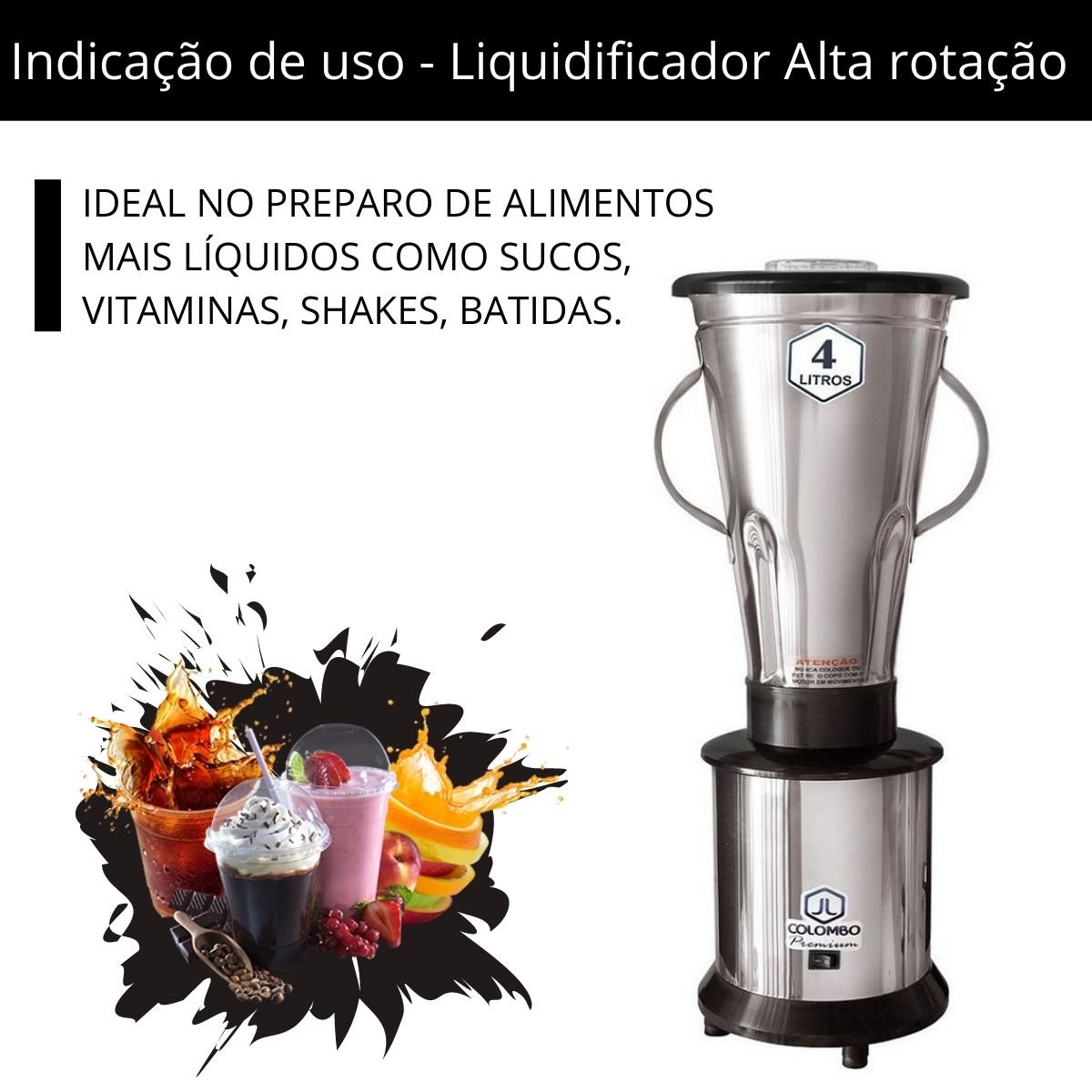 Liquidificador Industrial 4l Alta Rotação Inox 22000rpm 127v Jl Colombo - 7