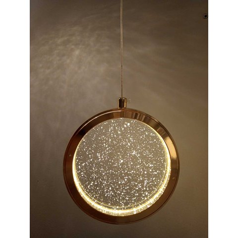 Pendente Redondo Dourado Cristal 15cm Led 9W 3200K Bivolt PARIS LUZ