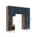 Ver imagem 4 de Guarda Roupa Quarto Modulado Solteiro Adapt  4 Peças Nogueira/Azul Profundo 247cm - Kappesberg