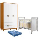 Ver imagem 1 de Berço Americano Mirelle com Colchão Ortobom com Guarda Roupa Ipê 3 Portas Branco Cinamomo -Móveis Al