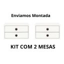 Ver imagem 2 de Kit 2 Mesas de Cabeceira Suspensas Retrô 40cm com 2 Gavetas MDF 15mm Branco Montadas