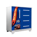 Ver imagem 1 de Cômoda Infantil Carro Compacta Mdf Premium 4 Gavetas 1 Porta:azul