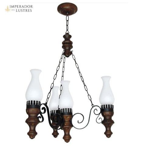 Lustre Rústico 804e Luminária Rústica 4 Lâmpadas Luminárias Müller