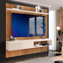 Painel para Tv até 65 Polegadas Suspenso 180cm Freijó Off White Grace Shop Jm - 1