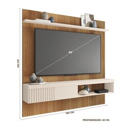 Painel para Tv até 65 Polegadas Suspenso 180cm Freijó Off White Grace Shop Jm - 4
