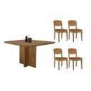 Ver imagem 1 de Conjunto: Mesa de Cozinha Berlim Curvo 90cm + 4 Cadeiras Havana Naturale - Suede Capuccino - Rufato
