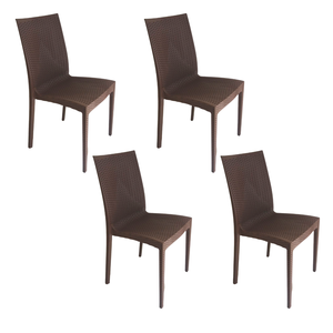 Cadeira Rattan Marrom Top Chairs - Kit com 4