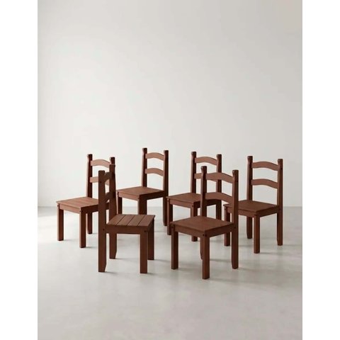 Kit 6 Cadeiras Jantar Design Rustico Madeira Estrutura Casa