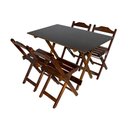 Ver imagem 4 de Kit 6 Jogos De Mesa Dobrável 120X70 Imbuia Com 4 Cadeiras Marrom