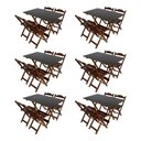 Ver imagem 1 de Kit 6 Jogos De Mesa Dobrável 120X70 Imbuia Com 4 Cadeiras Marrom