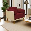 Ver imagem 1 de Poltrona Decorativa para Sala Recepção Consultório Isadora Corino Bege e Suede Vermelho