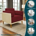 Ver imagem 2 de Poltrona Decorativa para Sala Recepção Consultório Isadora Corino Bege e Suede Vermelho