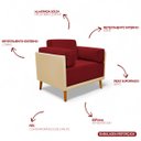 Ver imagem 6 de Poltrona Decorativa para Sala Recepção Consultório Isadora Corino Bege e Suede Vermelho