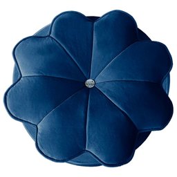 Puff Decorativo Floratta Veludo Azul- Speciale Home - 3 Puff Decorativo Floratta Veludo Azul- Speciale Home - 3