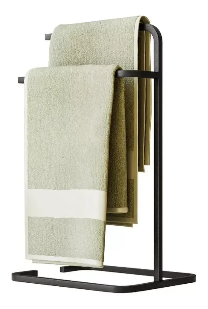 Ver imagem 1 de Porta Toalha Level Decorativo de Pia Bancada e Lavabo Duplo Preto de Metal - Harmônica Móveis