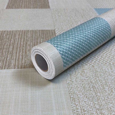 Adesivo Vinílico Lavavel para Piso Quadrados Mistos Azul e Bege 500x60cm