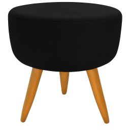 Banqueta Puff Decorativo Redondo Pé Palito Preto - 1