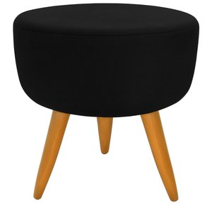 Banqueta Puff Decorativo Redondo Pé Palito Preto