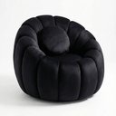 Ver imagem 3 de Poltrona Decorativa Concha c/Almofada Veludo Preto - Vimont Moveis