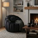 Ver imagem 1 de Poltrona Decorativa Concha c/Almofada Veludo Preto - Vimont Moveis