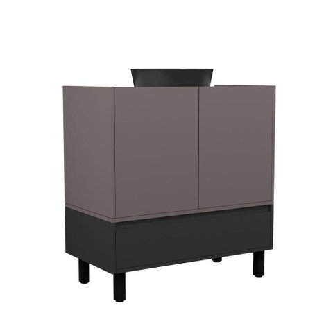Gabinete para Banheiro Jessé com Pés 80cm Havana e Preto Venturi